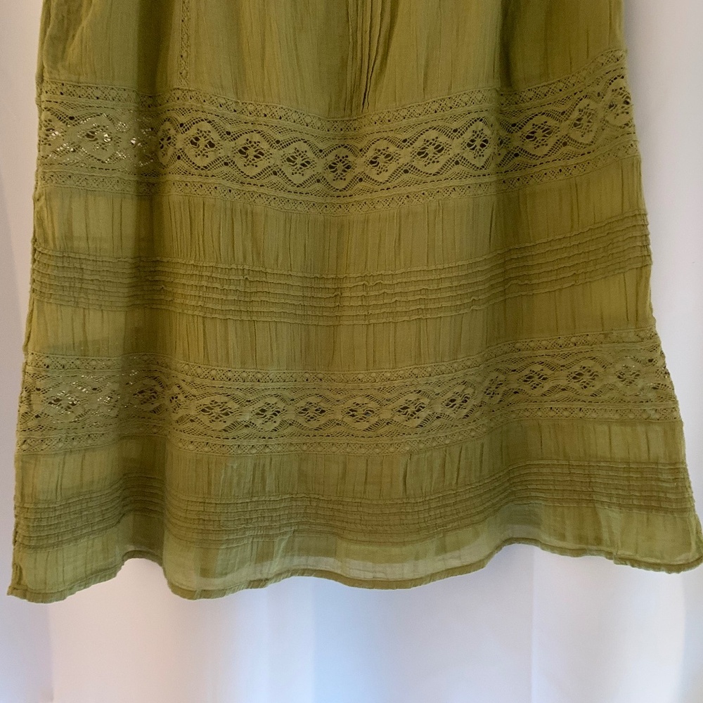 Sundance Sage Green Midi Skirt Cotton Gauze Crochet Lace NWT S